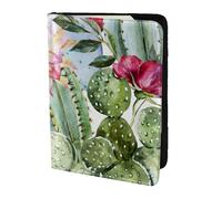 HKHLHLH Cactus Succulent Rose Printing 5.5 Inch Passport Holder Case with Document Credit Card Organizer for Travel