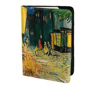 HKHLHLH Cafe Terrace at Night Printing 5.5 Inch Passport Holder Case with Document Credit Card Organizer for Travel