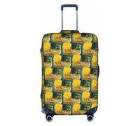 HKHLHLH Cafe Terrace at Night Printing Elastic Suitcase Cover with Print Side Invisible Zippers Protects Luggage from Dust Scratches