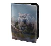 HKHLHLH Cat and Reflection Tiger Animal Printing 5.5 Inch Passport Holder Case with Document Credit Card Organizer for Travel