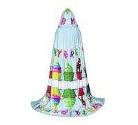 HKHLHLH Colorful Happy Birthday Cupcakes Witch Vampire Wizard Costume Hooded Cape For Teens Masquerade Ball Halloween Party Cosplay