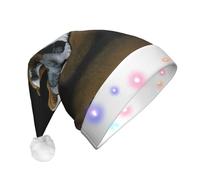 HKHLHLH Cute Basset Hound Puppies Light Up Christmas Hat, Santa Hat With Led Lights, Flashing Christmas Hats With 3 Modes, Santa Hats For Adult