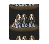 HKHLHLH Cute Basset Hound Puppies Mouse Pad With Stitched Edge, Computer Mouse Mat With Non-Slip Rubber Base, Mouse Pads For Laptop