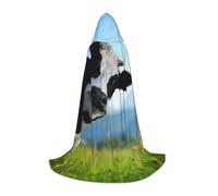 HKHLHLH Cute Cow Witch Vampire Wizard Costume Hooded Cape For Teens Masquerade Ball Halloween Party Cosplay