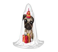 HKHLHLH Cute Happy Birthday Pug Puppy Witch Vampire Wizard Costume Hooded Cape For Teens Masquerade Ball Halloween Party Cosplay