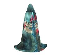 HKHLHLH Dragonfly On The Flower Witch Vampire Wizard Costume Hooded Cape For Teens Masquerade Ball Halloween Party Cosplay