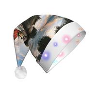 HKHLHLH Dublin Ireland Ha Penny Bridge River Light Up Christmas Hat, Santa Hat With Led Lights, Flashing Christmas Hats With 3 Modes, Santa Hats For Adult