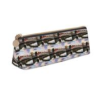 HKHLHLH Dublin Ireland Ha Penny Bridge River Printing Pupil Leather Case Zipper Pen Holder Practical Pencil Pouch for Kids for School Office