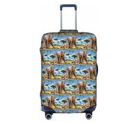 HKHLHLH Elephant and Giraffe Printing Elastic Suitcase Cover with Print Side Invisible Zippers Protects Luggage from Dust Scratches