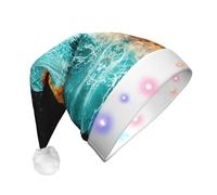 HKHLHLH Fire And Water Phoenix Light Up Christmas Hat, Santa Hat With Led Lights, Flashing Christmas Hats With 3 Modes, Santa Hats For Adult