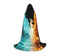 HKHLHLH Fire And Water Phoenix Witch Vampire Wizard Costume Hooded Cape For Teens Masquerade Ball Halloween Party Cosplay