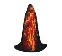 HKHLHLH Fire Nude Woman Flame Witch Vampire Wizard Costume Hooded Cape For Teens Masquerade Ball Halloween Party Cosplay