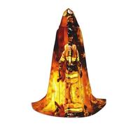 HKHLHLH Firefighter Fireman Flame Witch Vampire Wizard Costume Hooded Cape For Teens Masquerade Ball Halloween Party Cosplay