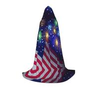 HKHLHLH Firework American Flag 4th Of July Witch Vampire Wizard Costume Hooded Cape For Teens Masquerade Ball Halloween Party Cosplay