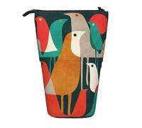 HKHLHLH Flock of Birds Pencil Case Standing Pen Holder Telescopic Pouch Pop Up Cosmetics Bag,for Girls Boys Students