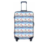 HKHLHLH Flock of Pink Flamingos On The Beach Printing Elastic Suitcase Cover with Print Side Invisible Zippers Protects Luggage from Dust Scratches
