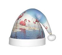 HKHLHLH Flock Of Pink Flamingos On The Beach Singing Santa Hat, Christmas Hat For Stage Performances And School Events, Birthday Hat Xmas Hat