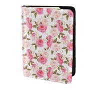 HKHLHLH Floral Flower Rose Pink Printing 5.5 Inch Passport Holder Case with Document Credit Card Organizer for Travel