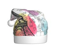 HKHLHLH French Paris Tour Eiffel Tower Printing Christmas Hat Great For New Year Annual Ceremonies Festive Gatherings Party Caps Accessory
