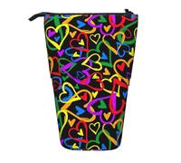 HKHLHLH Gay Pride Rainbow Pencil Case Standing Pen Holder Telescopic Pouch Pop Up Cosmetics Bag,for Girls Boys Students
