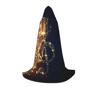 HKHLHLH Gold Musical Note With Fallen Shiny Star Witch Vampire Wizard Costume Hooded Cape For Teens Masquerade Ball Halloween Party Cosplay