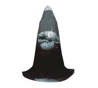 HKHLHLH Great White Shark Witch Vampire Wizard Costume Hooded Cape For Teens Masquerade Ball Halloween Party Cosplay