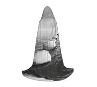 HKHLHLH Grey Zen Stones Picture Witch Vampire Wizard Costume Hooded Cape For Teens Masquerade Ball Halloween Party Cosplay