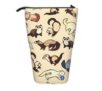 HKHLHLH Hairy Ferret Pencil Case Standing Pen Holder Telescopic Pouch Pop Up Cosmetics Bag,for Girls Boys Students