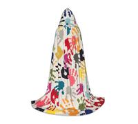 HKHLHLH Hand Print Witch Vampire Wizard Costume Hooded Cape For Teens Masquerade Ball Halloween Party Cosplay