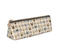 HKHLHLH I Love French Bulldog Printing Pupil Leather Case Zipper Pen Holder Practical Pencil Pouch for Kids for School Office