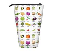 HKHLHLH Introduction of Various Vegetables Pencil Case Standing Pen Holder Telescopic Pouch Pop Up Cosmetics Bag,for Girls Boys Students