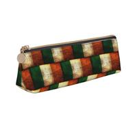HKHLHLH Irish Flag Printing Pupil Leather Case Zipper Pen Holder Practical Pencil Pouch for Kids for School Office