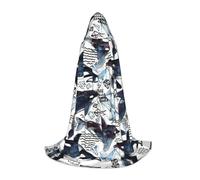 HKHLHLH Killer Whale Witch Vampire Wizard Costume Hooded Cape For Teens Masquerade Ball Halloween Party Cosplay