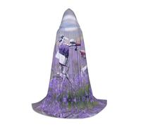 HKHLHLH Lavender Field Retro Bike Agriculture Witch Vampire Wizard Costume Hooded Cape For Teens Masquerade Ball Halloween Party Cosplay