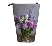 HKHLHLH Lilac Flowers Pencil Case Standing Pen Holder Telescopic Pouch Pop Up Cosmetics Bag,for Girls Boys Students