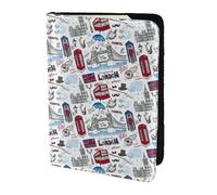 HKHLHLH London Printing 5.5 Inch Passport Holder Case with Document Credit Card Organizer for Travel