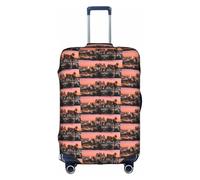 HKHLHLH Los Angeles Palm Trees Printing Elastic Suitcase Cover with Print Side Invisible Zippers Protects Luggage from Dust Scratches