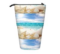 HKHLHLH Ocean Beach Pencil Case Standing Pen Holder Telescopic Pouch Pop Up Cosmetics Bag,for Girls Boys Students