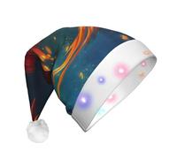 HKHLHLH Orange Red Phoenix Light Up Christmas Hat, Santa Hat With Led Lights, Flashing Christmas Hats With 3 Modes, Santa Hats For Adult