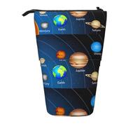 HKHLHLH Outer Space Solar System Pencil Case Standing Pen Holder Telescopic Pouch Pop Up Cosmetics Bag,for Girls Boys Students