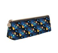 HKHLHLH Outer Space Solar System Printing Pupil Leather Case Zipper Pen Holder Practical Pencil Pouch for Kids for School Office