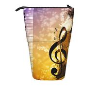 HKHLHLH Piano Violin Music Notes Pencil Case Standing Pen Holder Telescopic Pouch Pop Up Cosmetics Bag,for Girls Boys Students