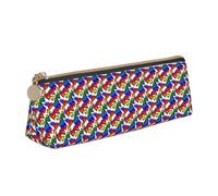 HKHLHLH Rainbow Colored Gay Pride Hearts Printing Pupil Leather Case Zipper Pen Holder Practical Pencil Pouch for Kids for School Office