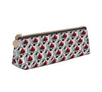 HKHLHLH Red Rose2 Printing Pupil Leather Case Zipper Pen Holder Practical Pencil Pouch for Kids for School Office