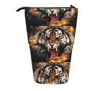 HKHLHLH Roaring Tiger Pencil Case Standing Pen Holder Telescopic Pouch Pop Up Cosmetics Bag,for Girls Boys Students
