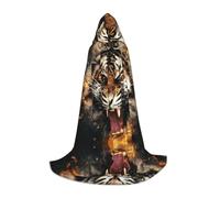 HKHLHLH Roaring Tiger Witch Vampire Wizard Costume Hooded Cape For Teens Masquerade Ball Halloween Party Cosplay