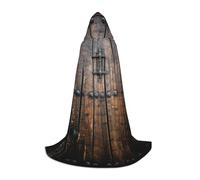 HKHLHLH Rustic Stall Wooden Door Witch Vampire Wizard Costume Hooded Cape For Teens Masquerade Ball Halloween Party Cosplay