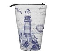 HKHLHLH Sail Boat Nautical Compass Pencil Case Standing Pen Holder Telescopic Pouch Pop Up Cosmetics Bag,for Girls Boys Students