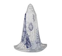 HKHLHLH Sail Boat Nautical Compass Witch Vampire Wizard Costume Hooded Cape For Teens Masquerade Ball Halloween Party Cosplay