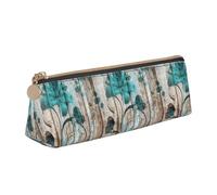 HKHLHLH Teal Flower On Wooden Plank Boys Girls Pencil Case for Kids,Multi-Function Pencils Pouch Pen Box for School Work Travel